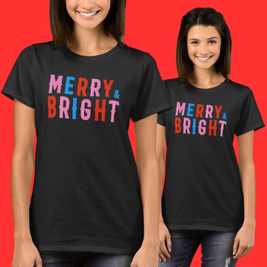 Merry & Bright, prettige kerst T-shirt