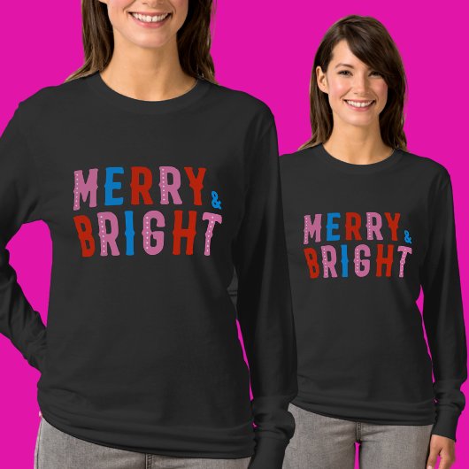 Merry & Bright, prettige kerst T-shirt