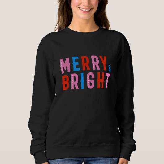 Merry & Bright, prettige kerst Trui (Voorkant)