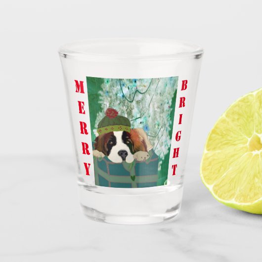 Merry & Bright Puppy Shot Glass Glas (Voorkant)