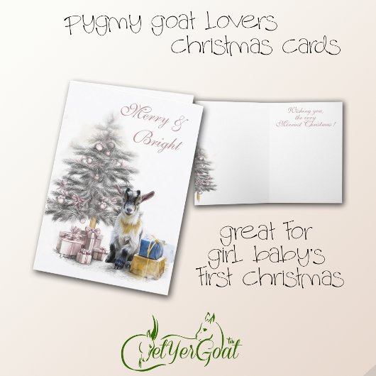 Merry & Bright Pygmy Goat Baby Pink Kaart