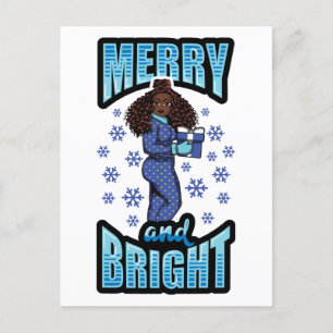 Merry & Bright Pyjama Melanin X-mas Sweater Sista Feestdagenkaart