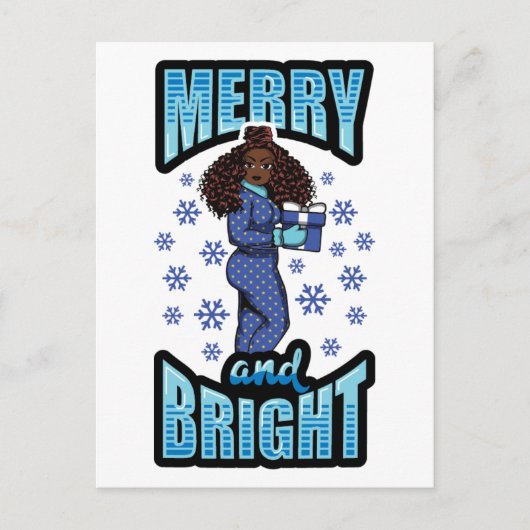 Merry & Bright Pyjama Melanin X-mas Sweater Sista Feestdagenkaart (Voorkant)
