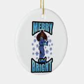Merry & Bright Pyjama Melanin X-mas Sweater Sista Keramisch Ornament (Rechts)