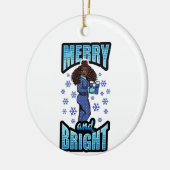 Merry & Bright Pyjama Melanin X-mas Sweater Sista Keramisch Ornament (Links)
