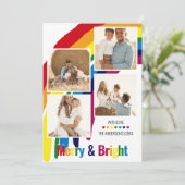 Merry & Bright | Rainbow Hope Fotokerstmis Feestdagenkaart (Staand voorkant)