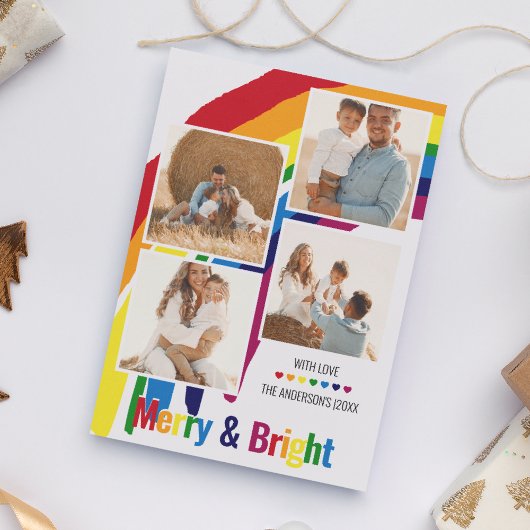 Merry & Bright | Rainbow Hope Fotokerstmis Feestdagenkaart