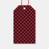 Merry Bright Red Black Buffalo Plaid Tartan Cadeaulabel (Achterkant)