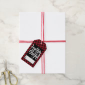 Merry Bright Red Black Buffalo Plaid Tartan Cadeaulabel (Met Touw)