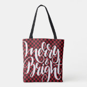 Merry Bright Red Black Buffalo Pset Tartan Xmas Tote Bag (Achterkant)