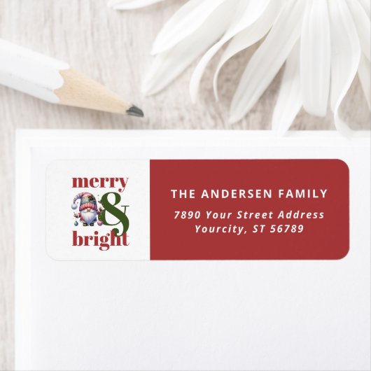 Merry & Bright Red Bold Typography Retouradres Etiket (Insitu)
