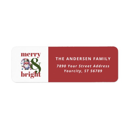 Merry & Bright Red Bold Typography Retouradres Etiket (Voorkant)