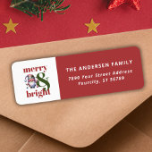 Merry & Bright Red Bold Typography Retouradres Etiket