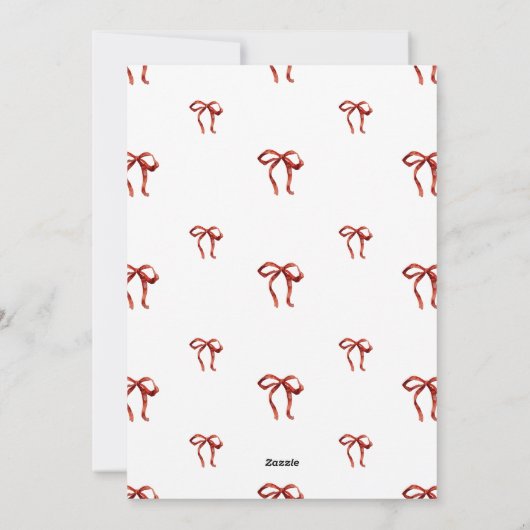 Merry & Bright Red Bow Foto Kerst Kaart (Achterkant)