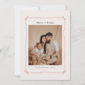 Merry Bright Red Bow Ribbon Family Photo Christmas Feestdagenkaart (Voorkant)