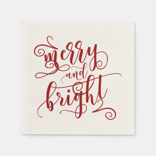 Merry & Bright Red Decorative Font Servet (Voorkant)