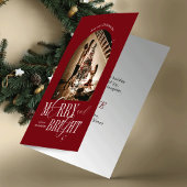 Merry & Bright Red Elegant Script minimalistische Feestdagen Kaart