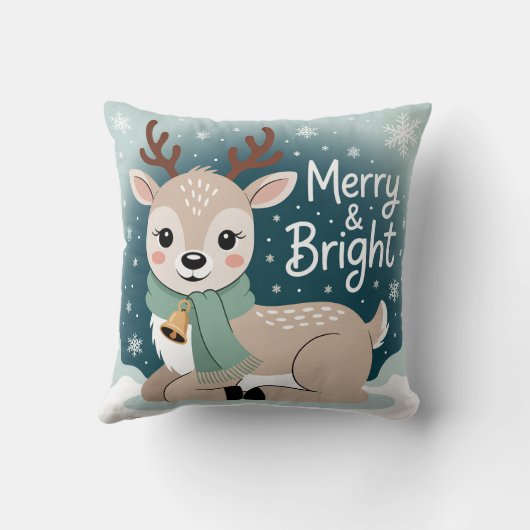 Merry & Bright Reindeer Christmas Kussen (Achterkant)