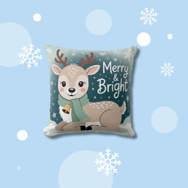 Merry & Bright Reindeer Christmas Kussen
