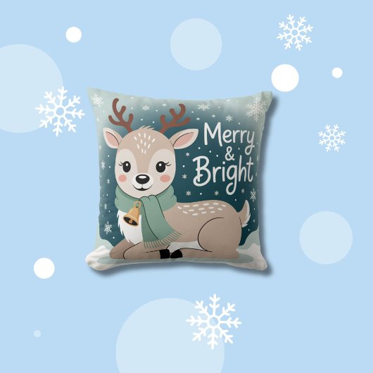 Merry & Bright Reindeer Christmas Kussen