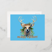 Merry & Bright Reindeer Folie Feestdagen Briefkaart (Voorkant / Achterkant)