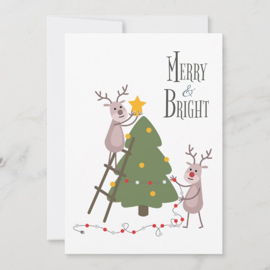 Merry & Bright Reindeer Kaart (Voorkant)