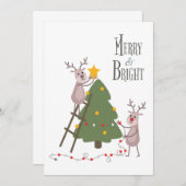 Merry & Bright Reindeer Kaart (Voorkant / Achterkant)