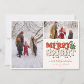 Merry & Bright Retro 2 Foto Feestdagenkaart (Voorkant)