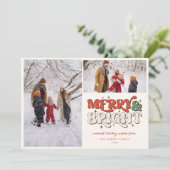 Merry & Bright Retro 2 Foto Feestdagenkaart (Staand voorkant)
