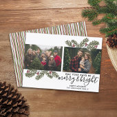 Merry Bright Retro 2-fotokerstaven voor kerstmis Feestdagenkaart