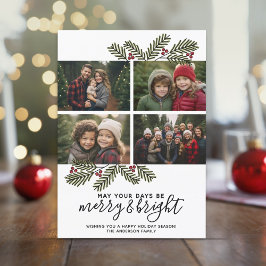 Merry Bright Retro 4-fotokerstaven voor kerstmis Feestdagenkaart