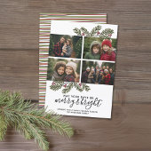Merry Bright Retro 4-fotokerstaven voor kerstmis Feestdagenkaart