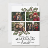 Merry Bright Retro 4-fotokerstaven voor kerstmis Feestdagenkaart (Voorkant)