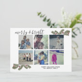 Merry Bright Retro 6-fotokerstaven voor kerstmis Feestdagenkaart (Staand voorkant)