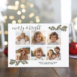 Merry Bright Retro 6-fotokerstaven voor kerstmis Feestdagenkaart<br><div class="desc">Gebruik zes vierkante foto's met het gecentreerde onderwerp. Maak een unieke en trendy Merry kerstgroet met een hand-getrokken stripe patroon op de rug. Als u om het even wat rond moet bewegen,  klik op de aanpassingsknoop om veranderingen aan te brengen.</div>