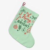 Merry & Bright Retro Christmas Stocking | Festive  Grote Kerstsok (Voorkant (Hangend))