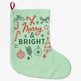 Merry & Bright Retro Christmas Stocking | Festive Grote Kerstsok