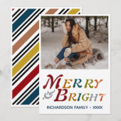 Merry & Bright Retro Colorful Flat Holiday Card Feestdagenkaart (Voorkant / Achterkant)