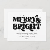 Merry & Bright Retro Feestdagenkaart (Voorkant / Achterkant)