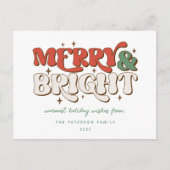 Merry & Bright Retro Feestdagenkaart (Voorkant)