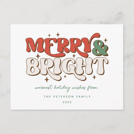 Merry & Bright Retro Feestdagenkaart (Voorkant)