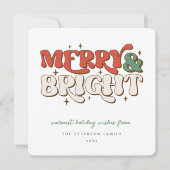 Merry & Bright Retro Feestdagenkaart (Voorkant)