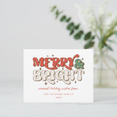 Merry & Bright Retro Feestdagenkaart (Staand voorkant)