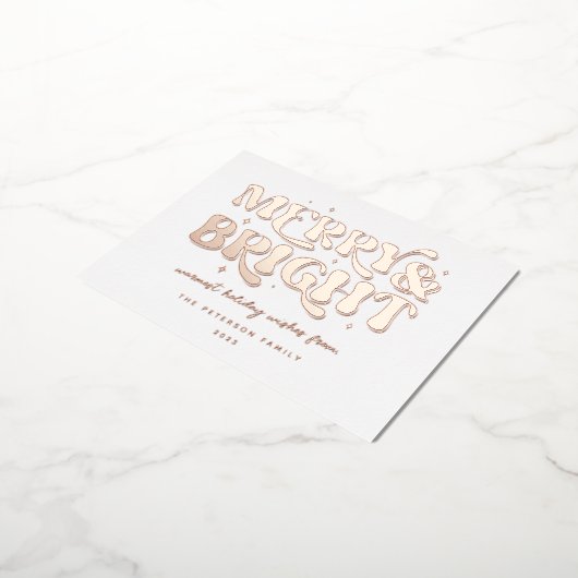 Merry & Bright Retro Folie Feestdagen Briefkaart (Gedraaid)