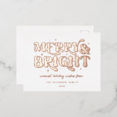 Merry & Bright Retro Folie Feestdagen Briefkaart (Voorkant / Achterkant)