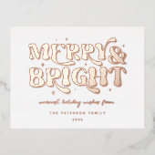 Merry & Bright Retro Folie Feestdagen Briefkaart (Voorkant)