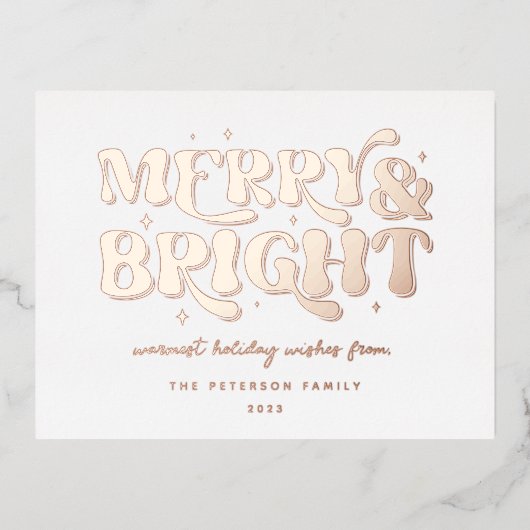Merry & Bright Retro Folie Feestdagen Briefkaart (Voorkant)