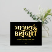 Merry & Bright Retro Folie Feestdagen Briefkaart (Staand Voorkant)