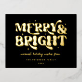 Merry & Bright Retro Folie Feestdagen Briefkaart (Voorkant)