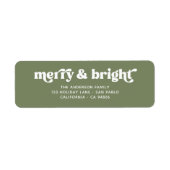 Merry Bright Retro Green Christmas Retour Adres Etiket (Voorkant)